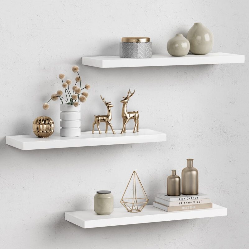 Floating shelves on the wall