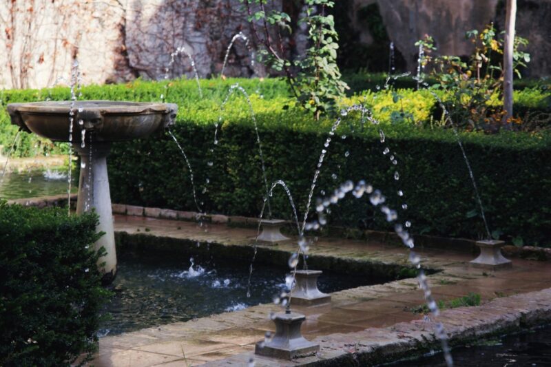 Fountains in backyard