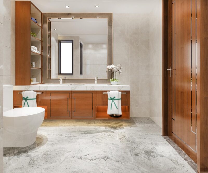 modern design and marble tile toilet and bathroom